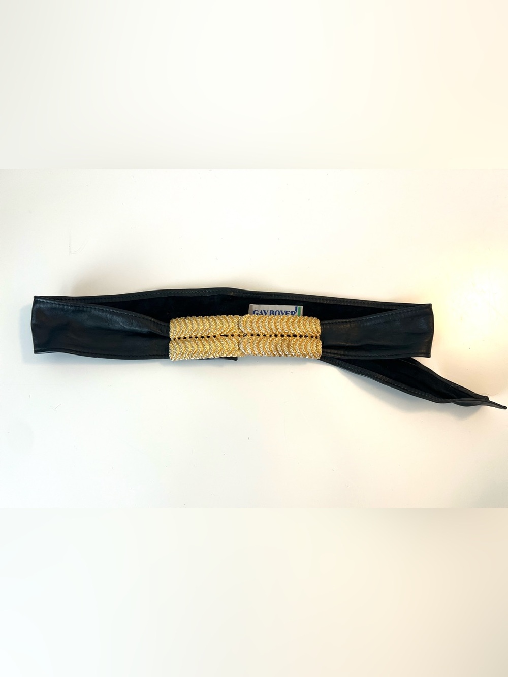 Gavin Royce Black Leather Belt with Gold Accent